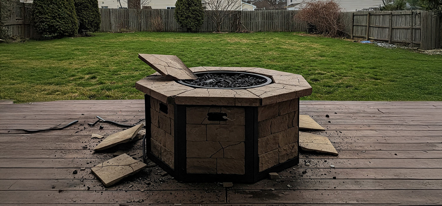 Broken gas fire pit