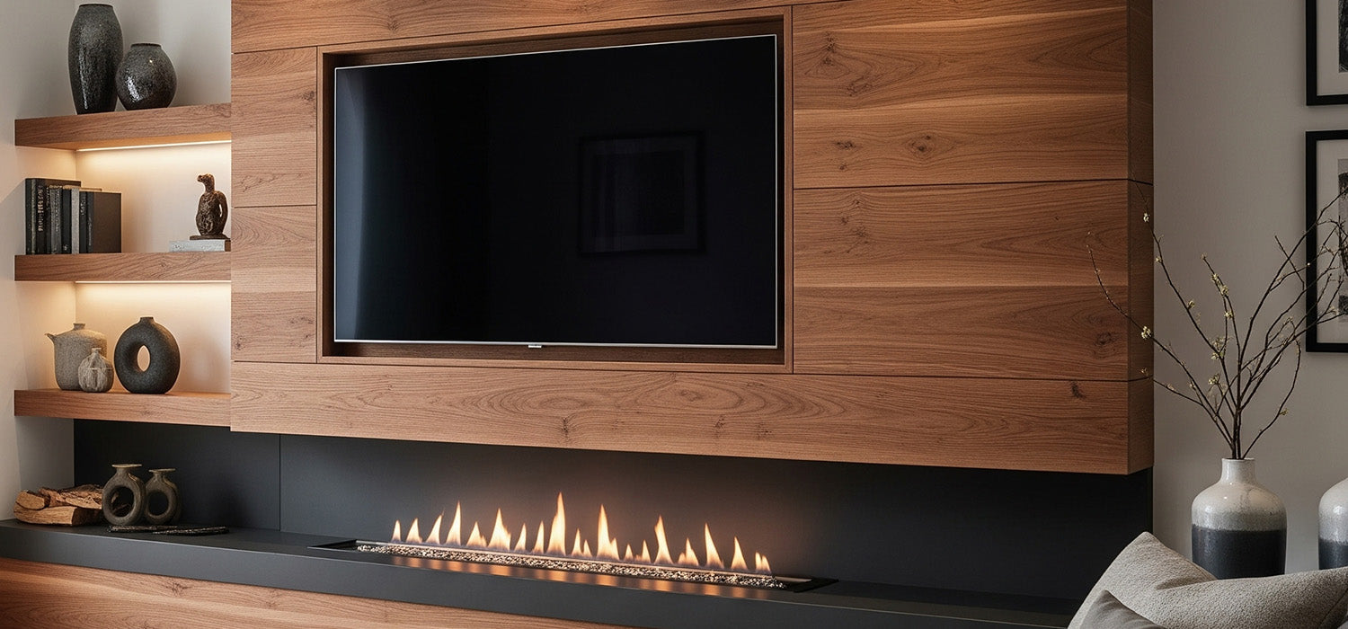 Built in Media Wall with Media Wall Fire