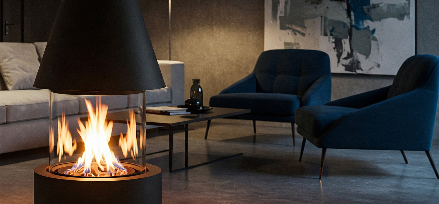 Contemporary living room fire