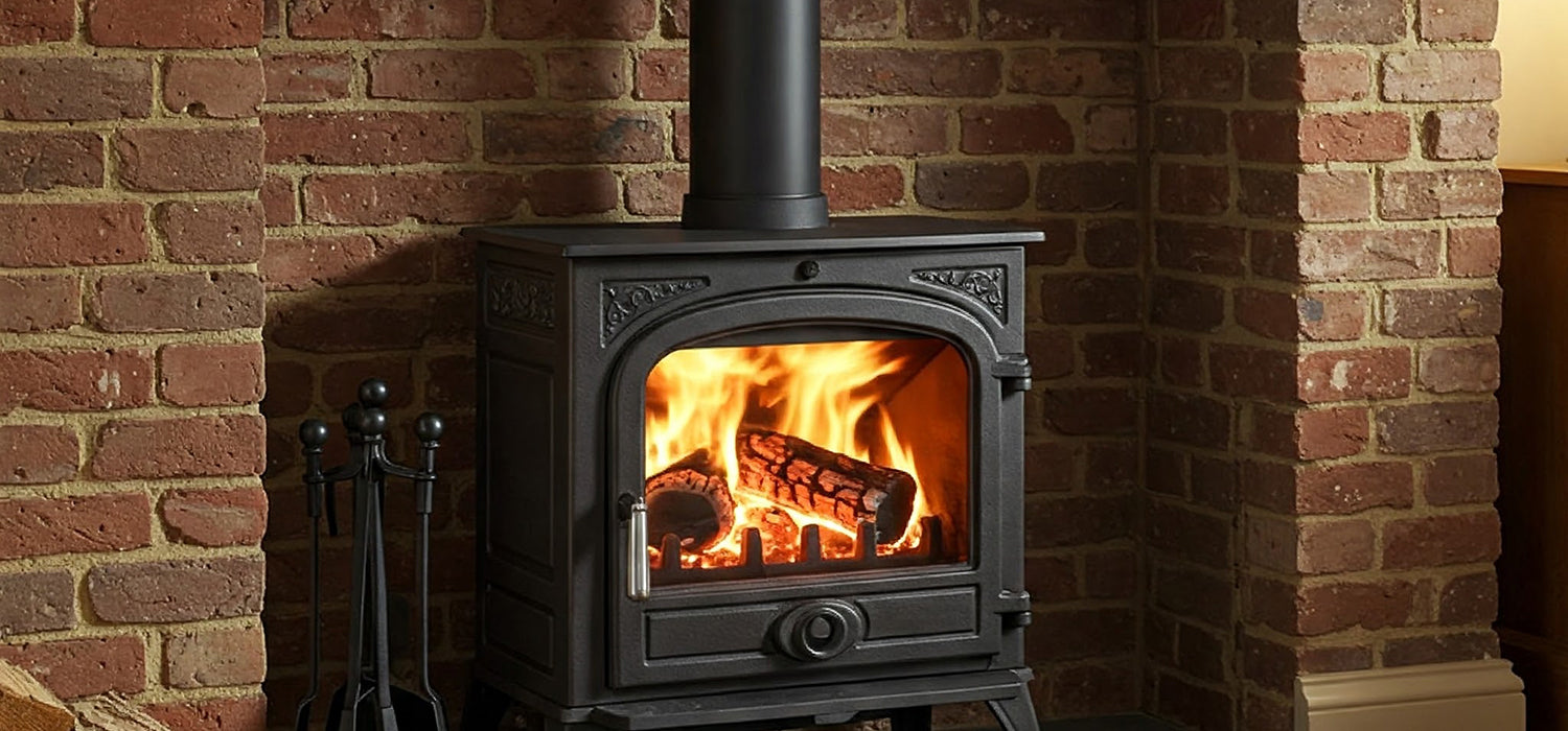 log burner under chimney