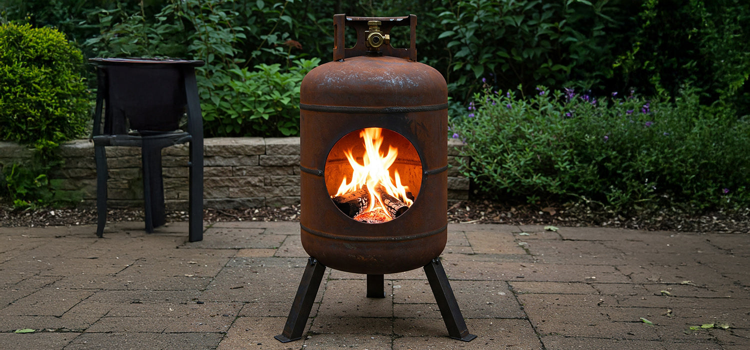 Gas bottle turned fire pit