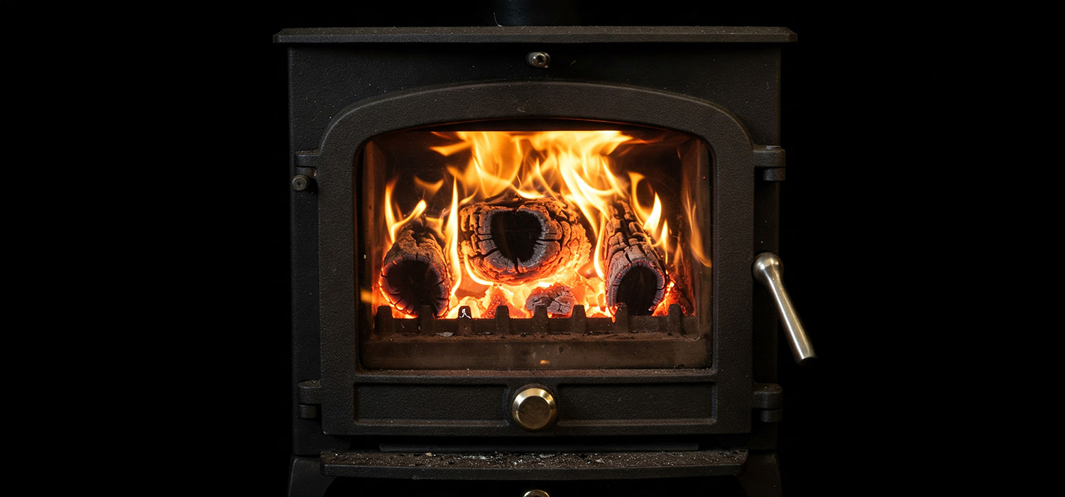 Glowing logs in burner