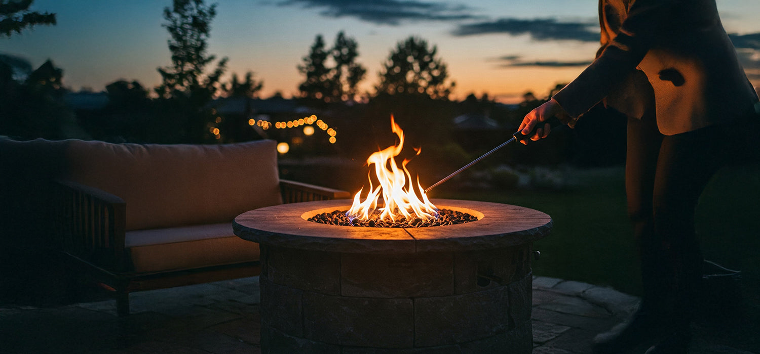 Hand lighting outdoor gas fire