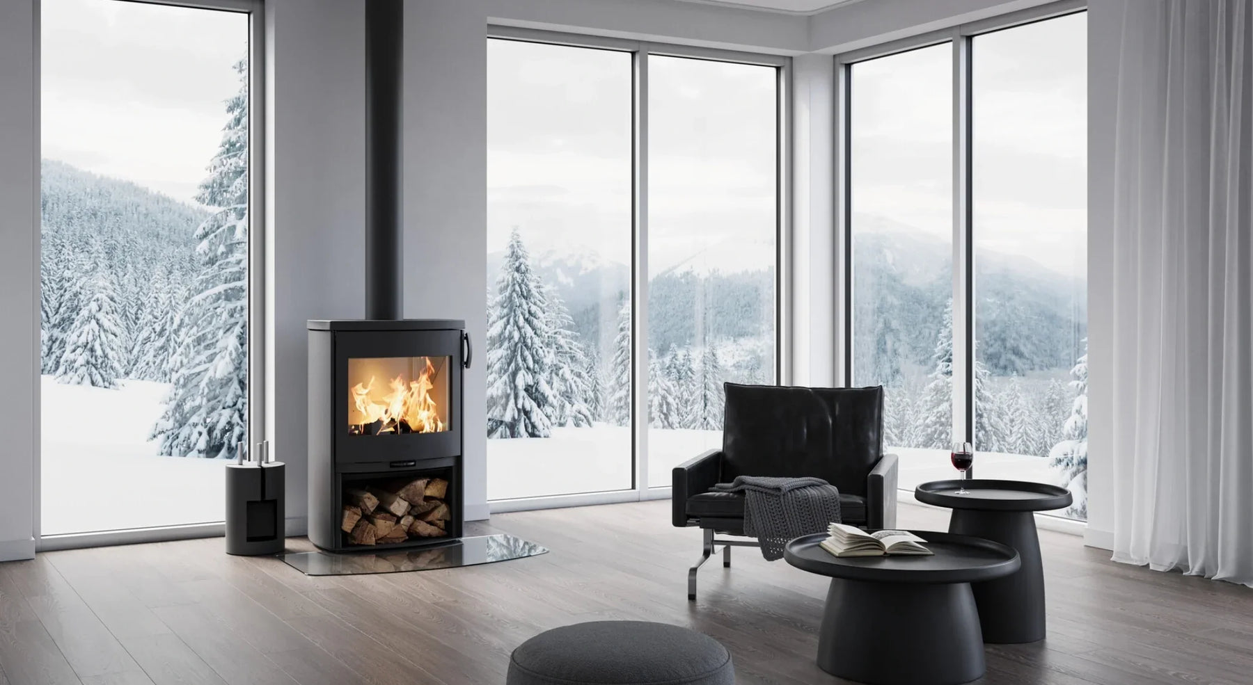 log burner indoor setup