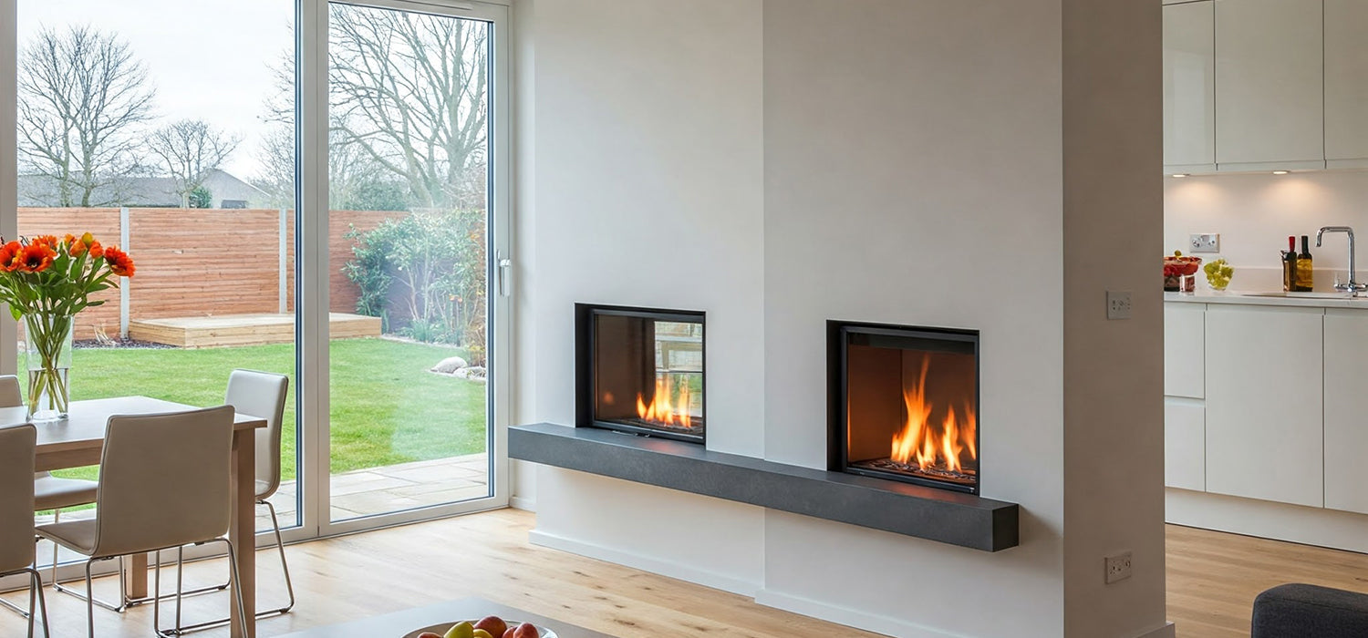 Modern UK home with fires.