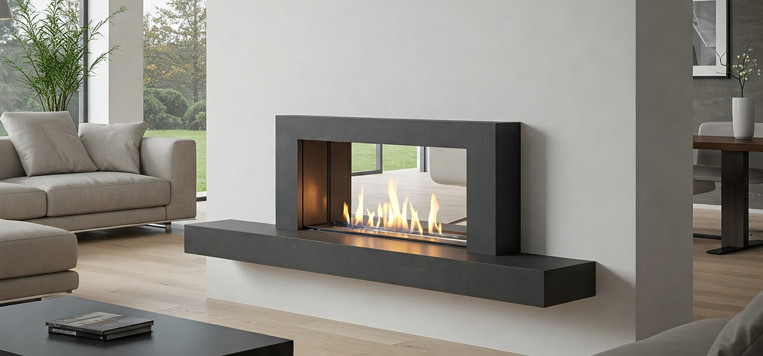 Modern bioethanol fireplace design