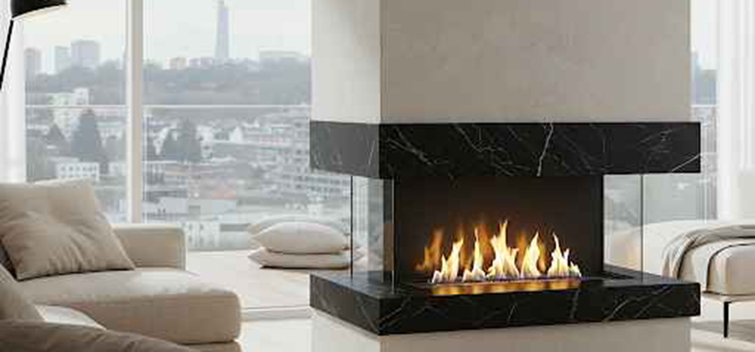 Modern corner bioethanol fireplace