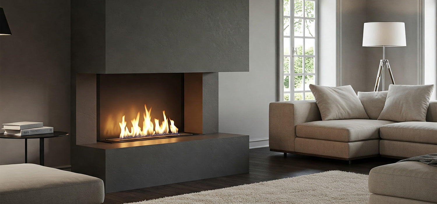 Modern corner ethanol fireplace