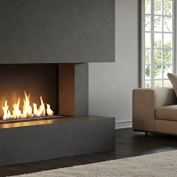 Modern corner ethanol fireplace