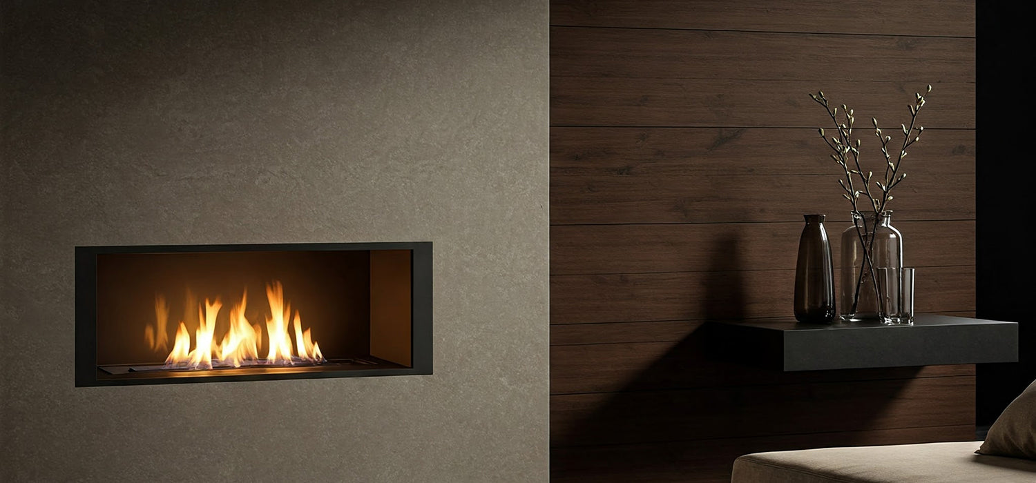 Modern recessed ethanol fireplace