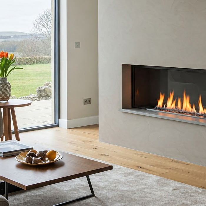 Sleek bioethanol fireplace, modern home