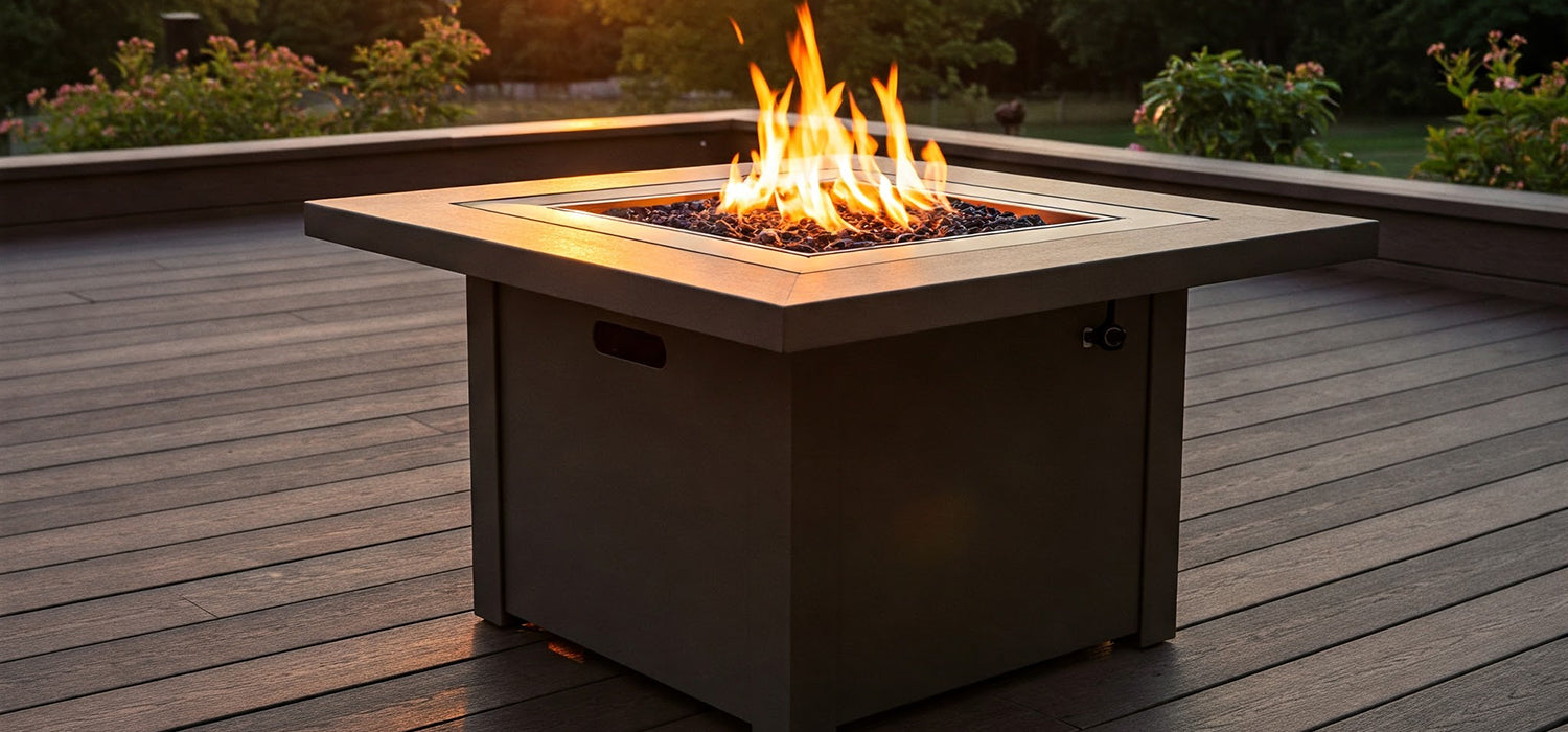 Fire table composite decking.