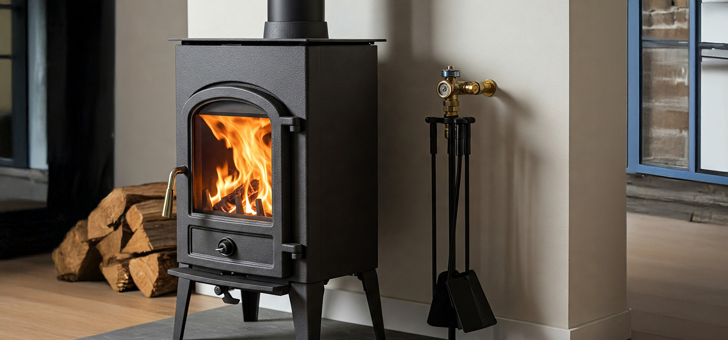 log burner near gas pipe