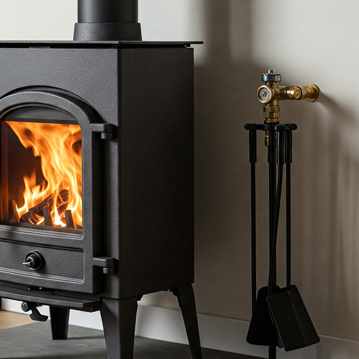 log burner near gas pipe