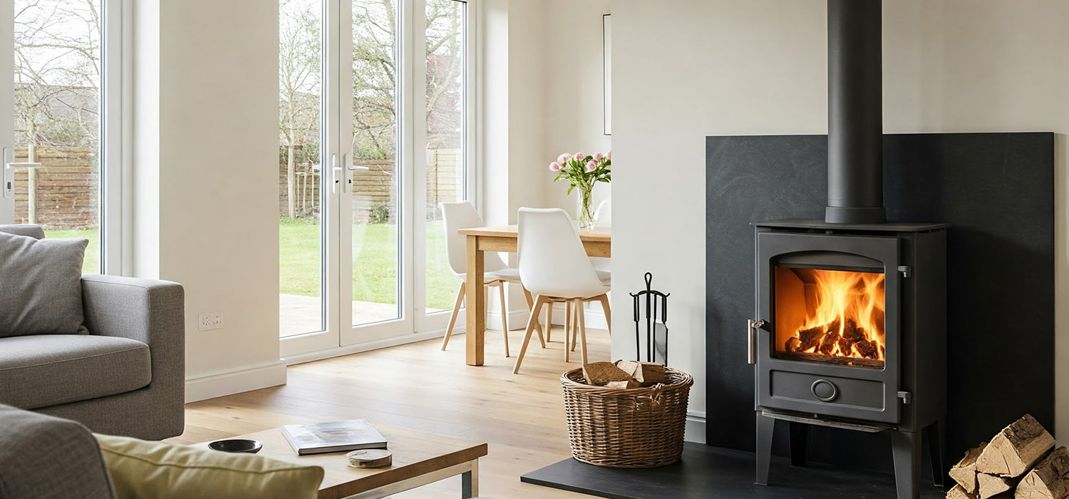 log burner new build house