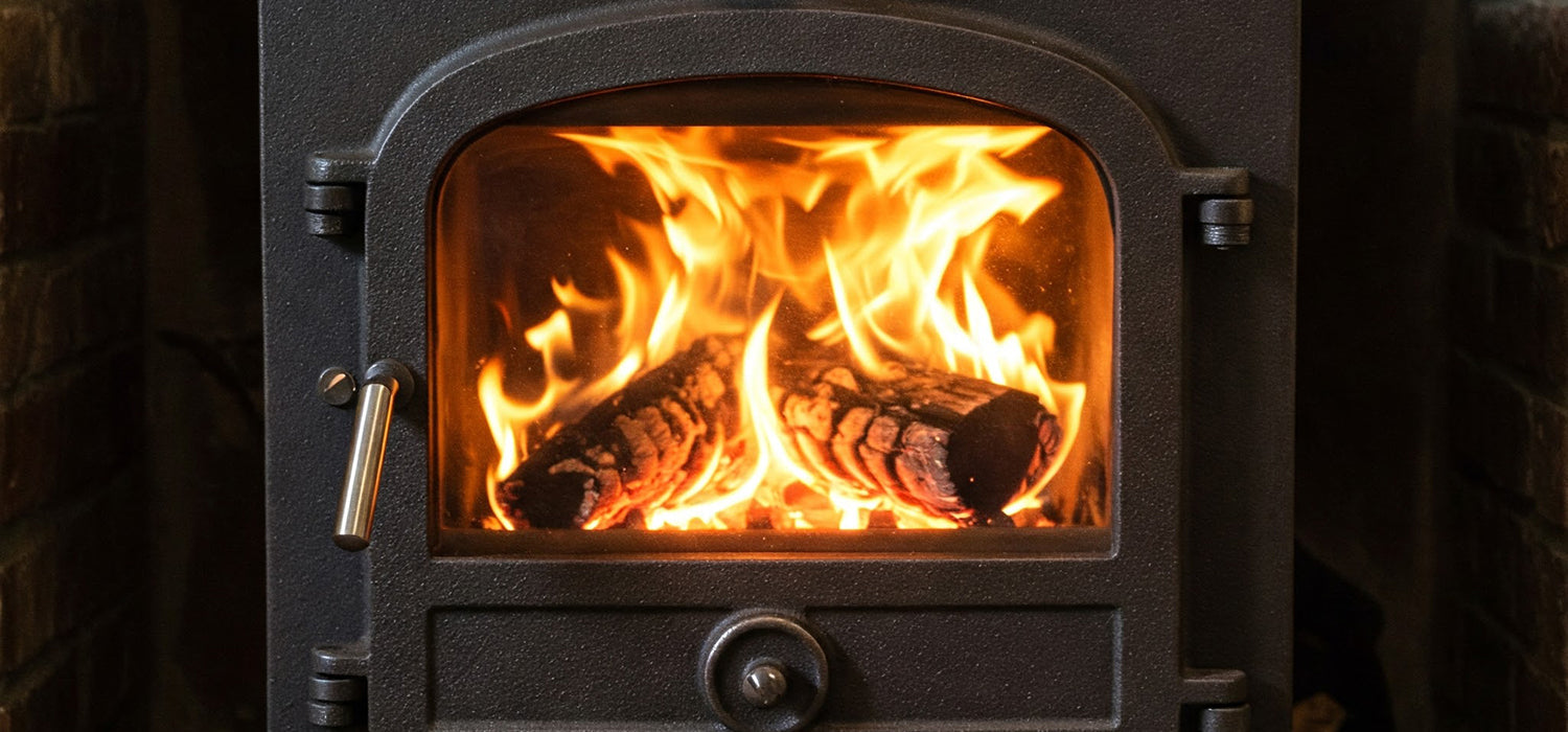 close up image of a burner log burner