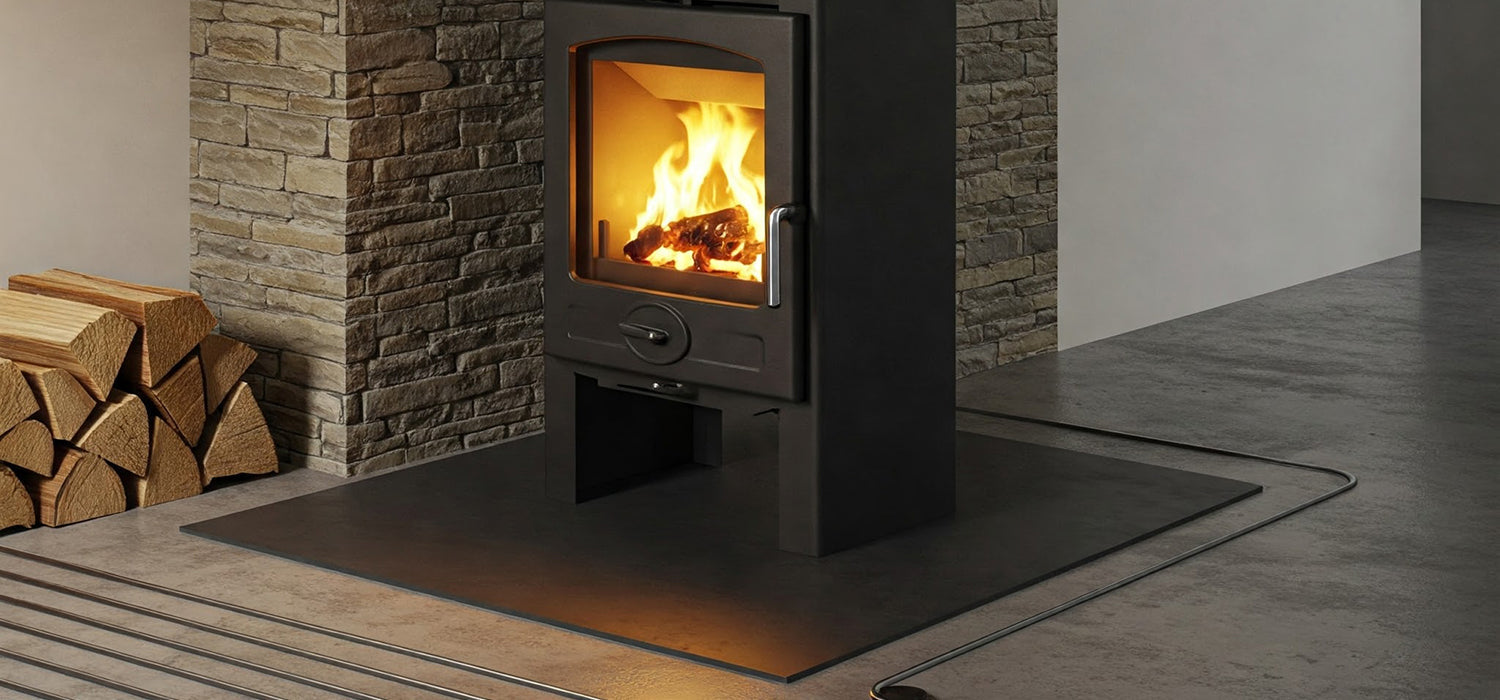 log burner on platform