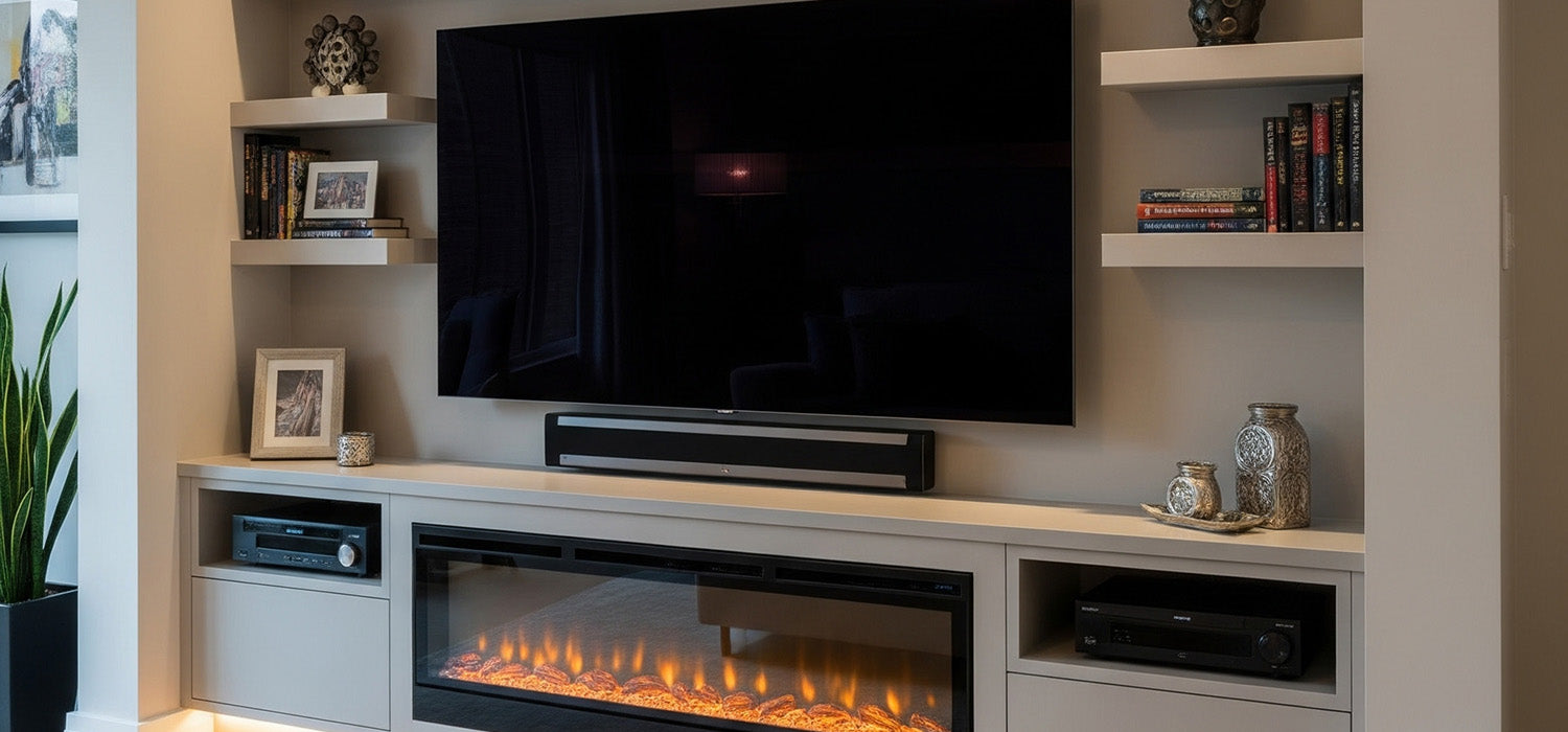 media wall alcove ideas with media wall fire