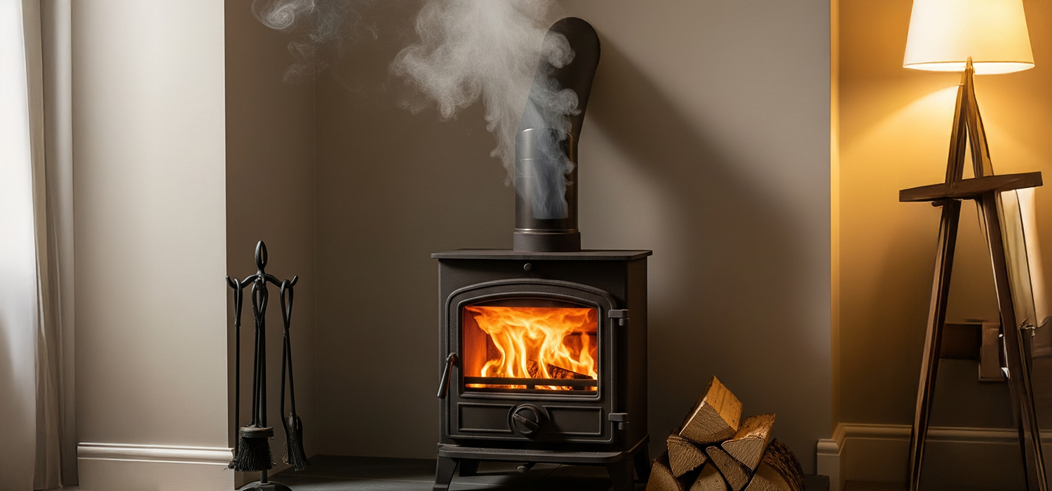 smoking log burner