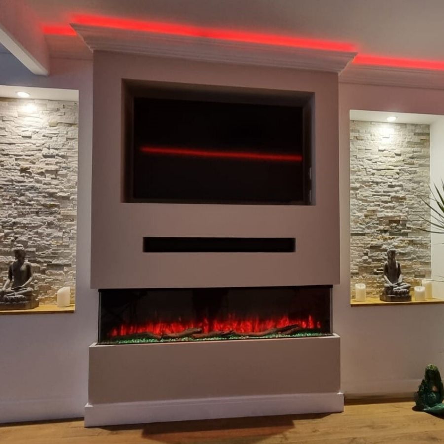 Melbury Luvelle 1300 Fire Set In Media Wall Red