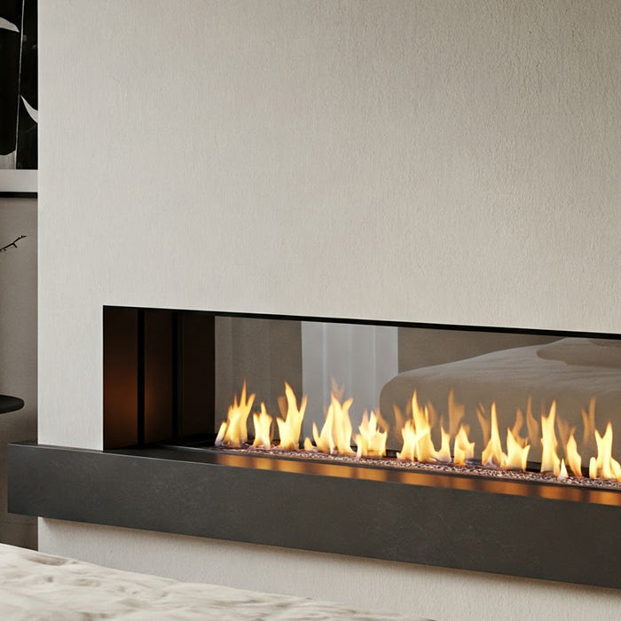 Bedroom ethanol fireplace feature