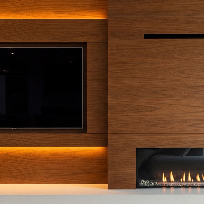 Built in Media Wall Back Panels with Media Wall Fire