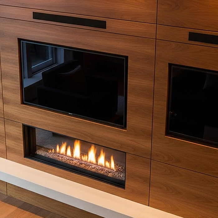 Built in Media Wall Boards with Media Wall Fire