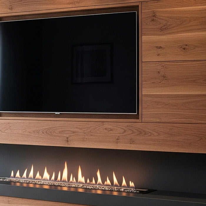 Built in Media Wall with Media Wall Fire