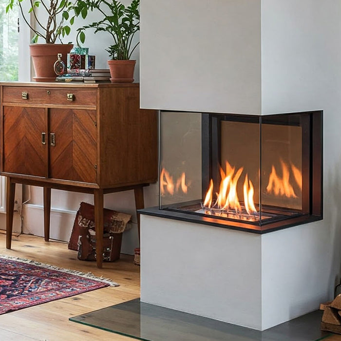 Eclectic living room fireplace