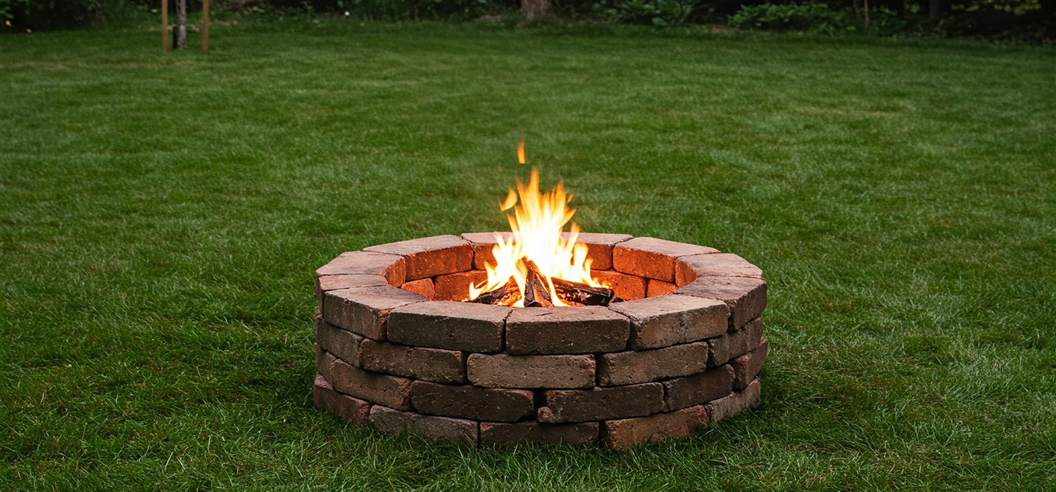 Fire pit on grass