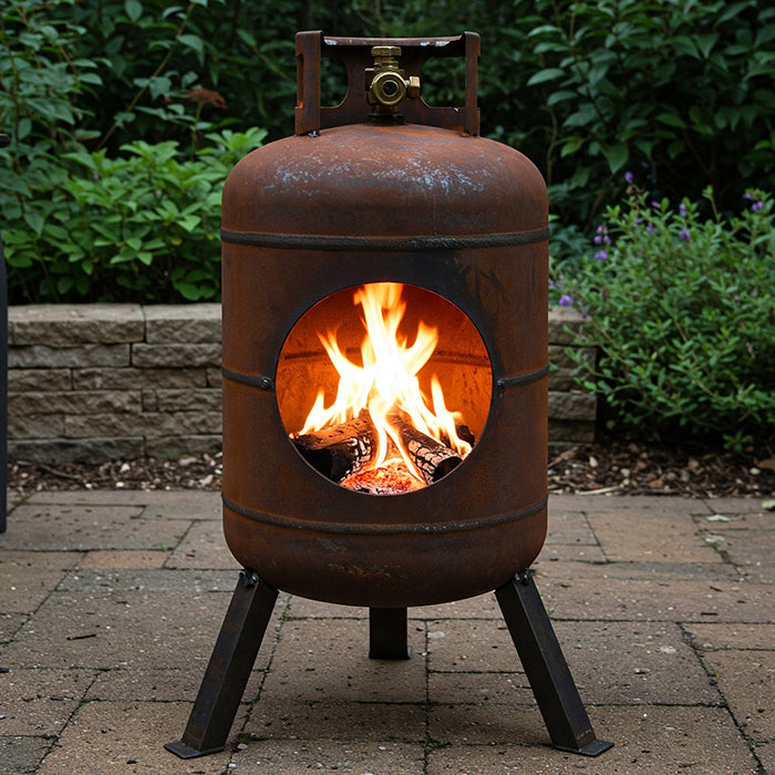 Gas bottle turned fire pit