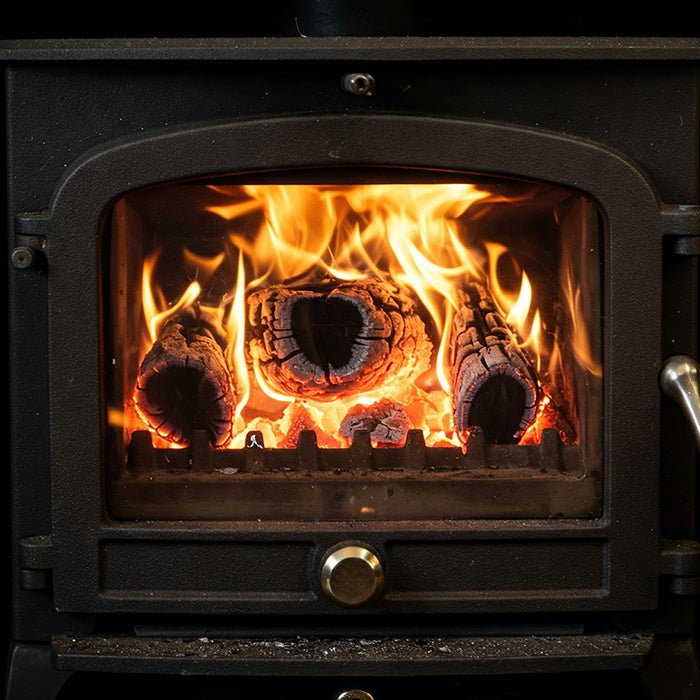 Glowing logs in burner