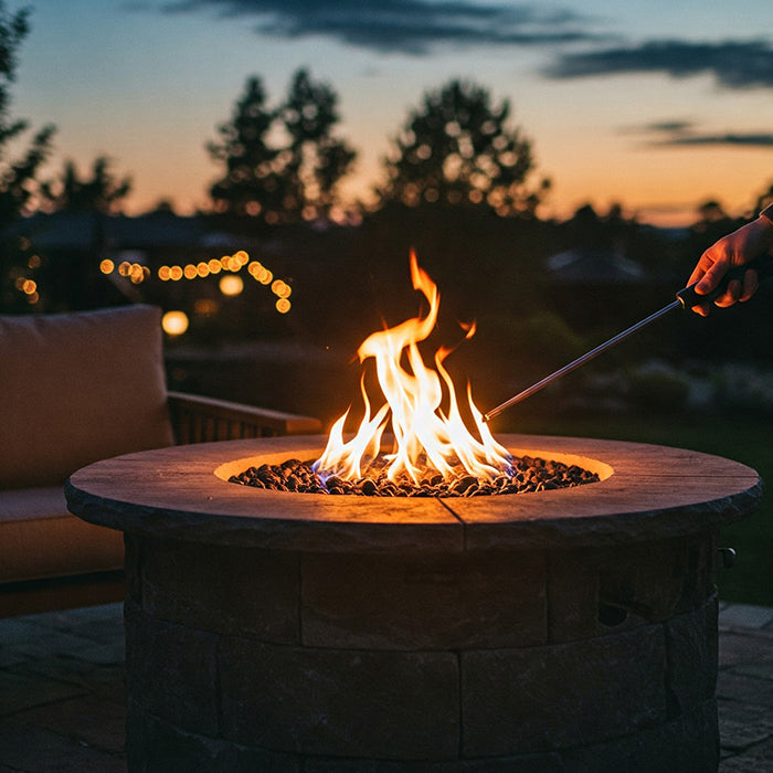 Hand lighting outdoor gas fire