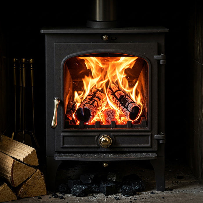 log burner with cumbustibles