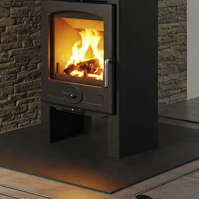 log burner on platform