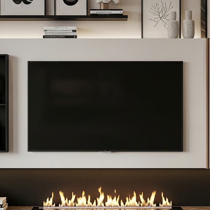 media wall accessories with media wall fire