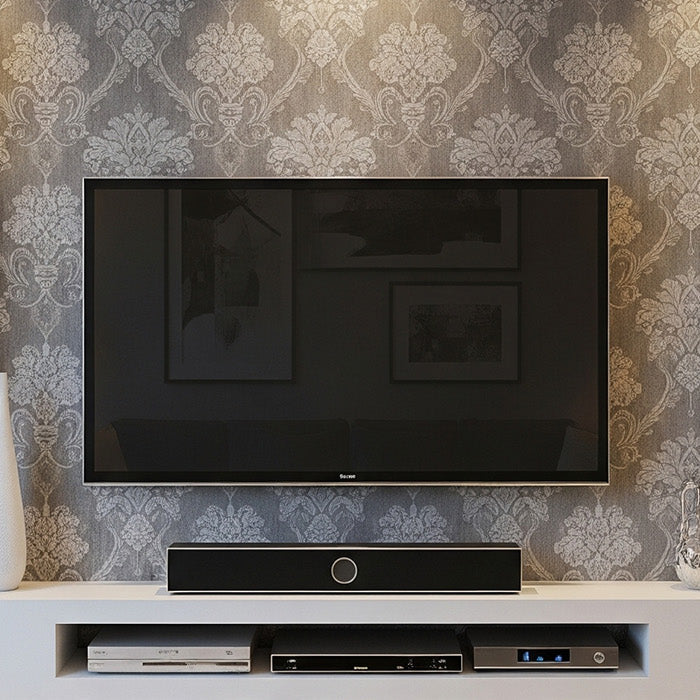 media wall with wallpaper