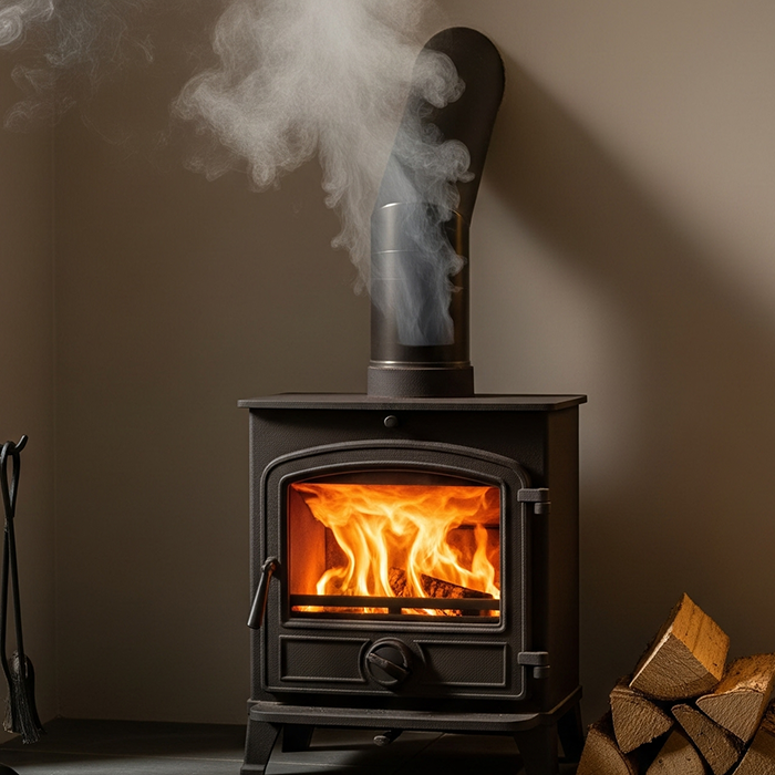 smoking log burner