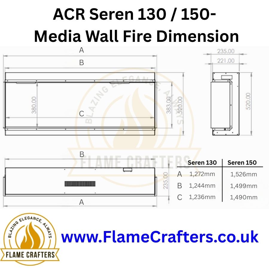 ACR Seren 130/150 LCD Built In Electric Fire