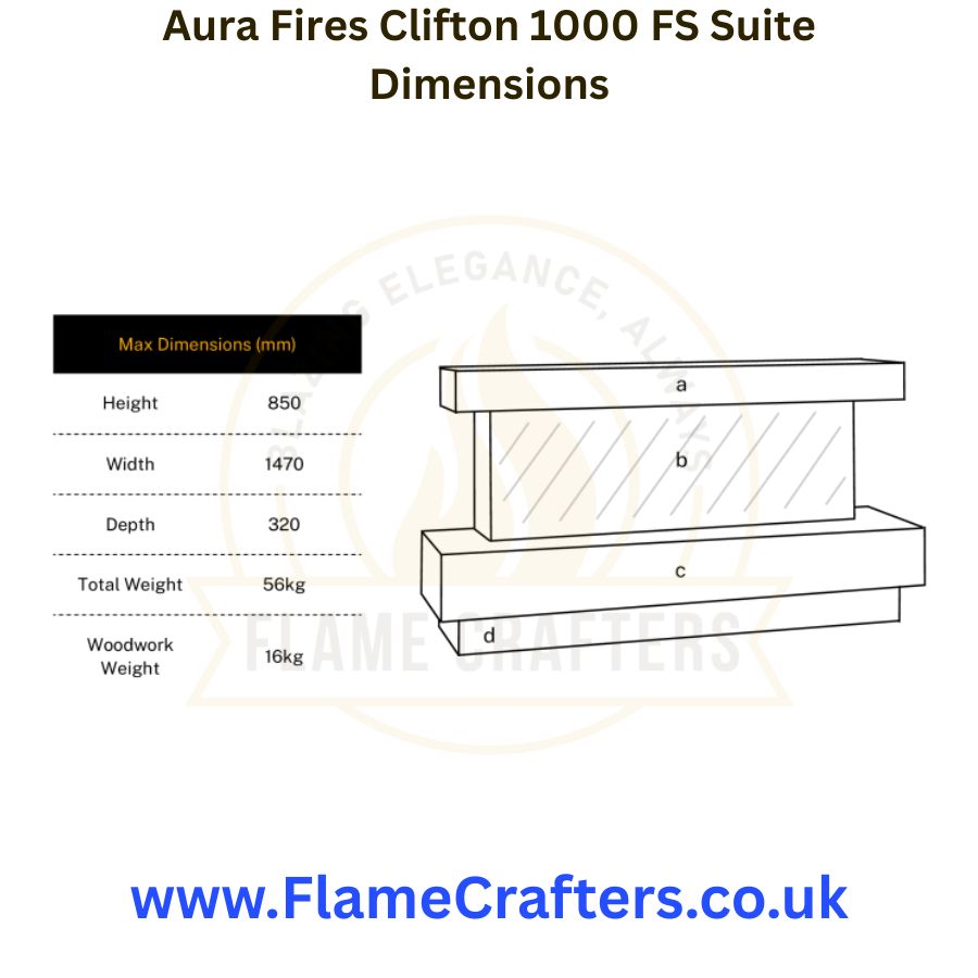 Aura Fires Clifton 1000 FS Suite Dimensions