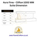 Aura Fires Clifton 1000 Wall Mouted Dimensions