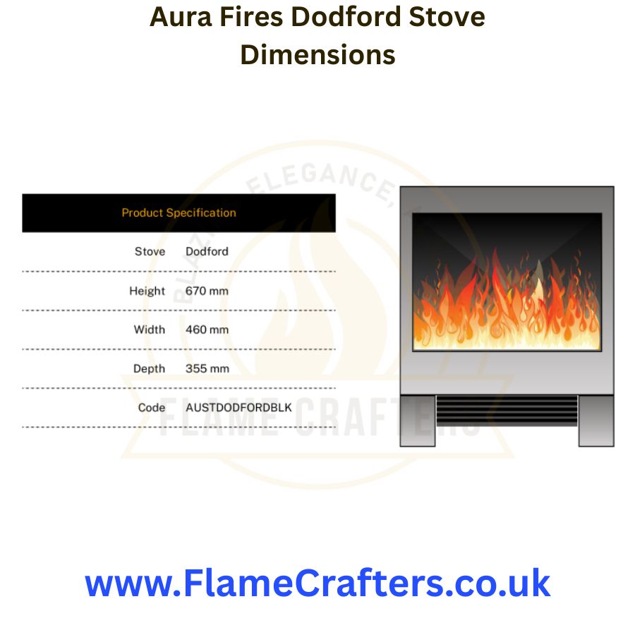 Aura Fires Dodford Electric Stove Dimensions