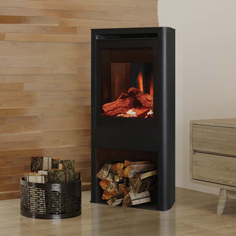 Aura Fires Finstall Media Wall Fire Stove Close Up