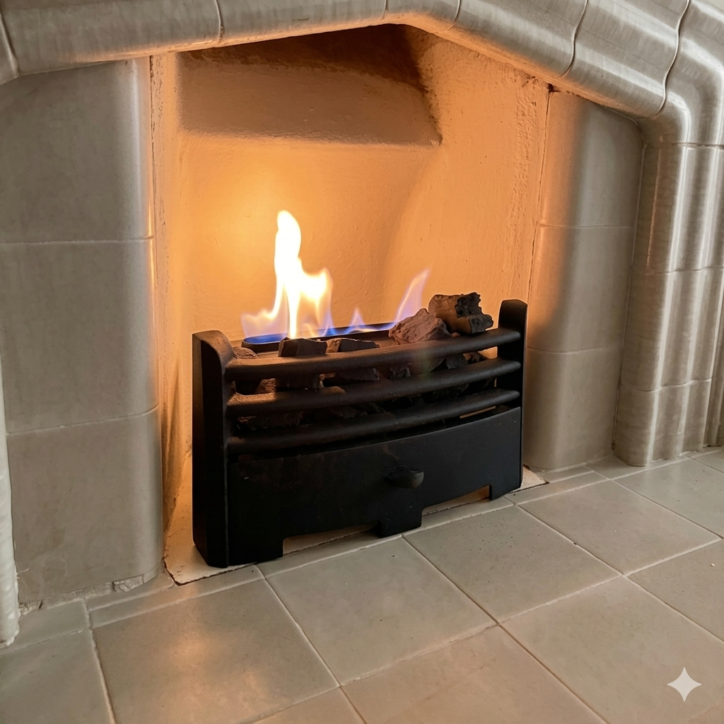 Ceramic coals in bioethanol fireplace