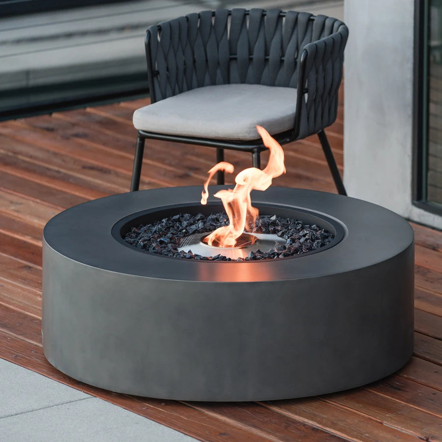 EcoSmart Fire Ark 40 BioEthanol Firepit Table On Decking Angled