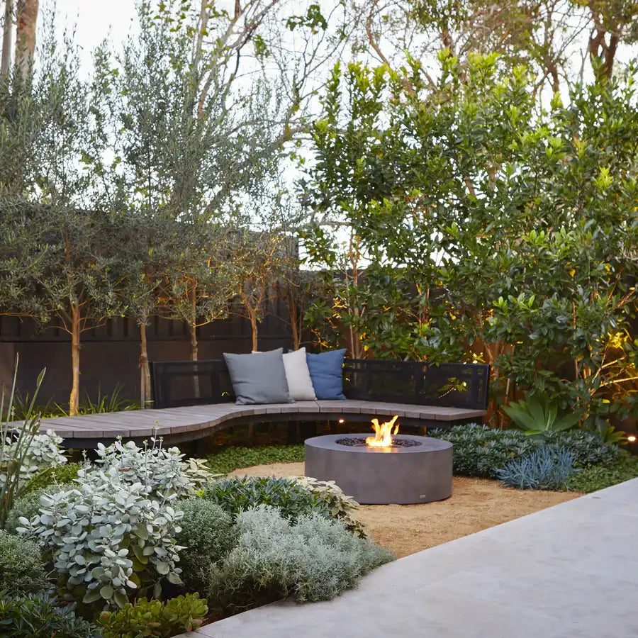 EcoSmart Fire Ark 40 BioEthanol Firepit Table Outdoor Seating Angled View