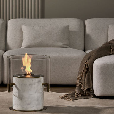 EcoSmart Fire Pillar 3L - Italian Carrara White Marble Finish - Close View