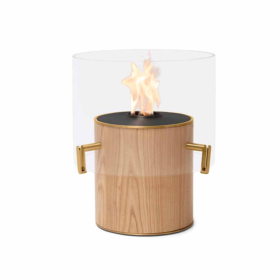EcoSmart Fire Pillar 3L Finished in Oak Veneer with Black Burner