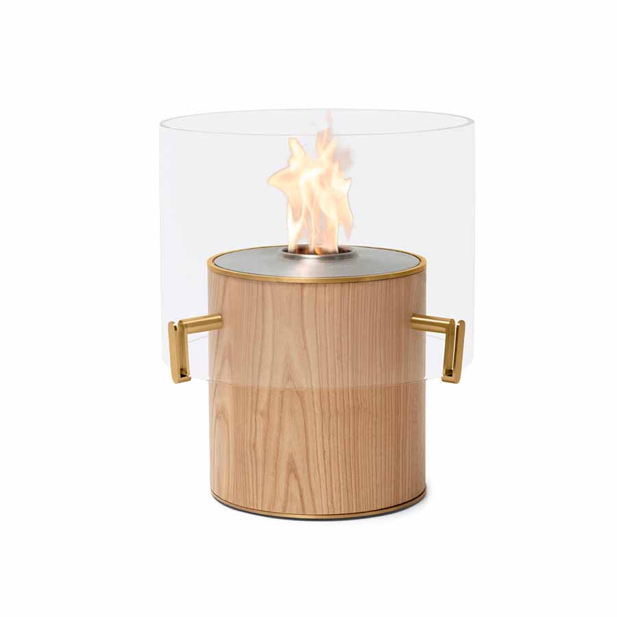 EcoSmart Fire Pillar 3L Finished in Oak Veneer with Stainless Steel Burner
