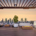 EcoSmart Fire Wharf 65 Teak Finish On rooftop terrace